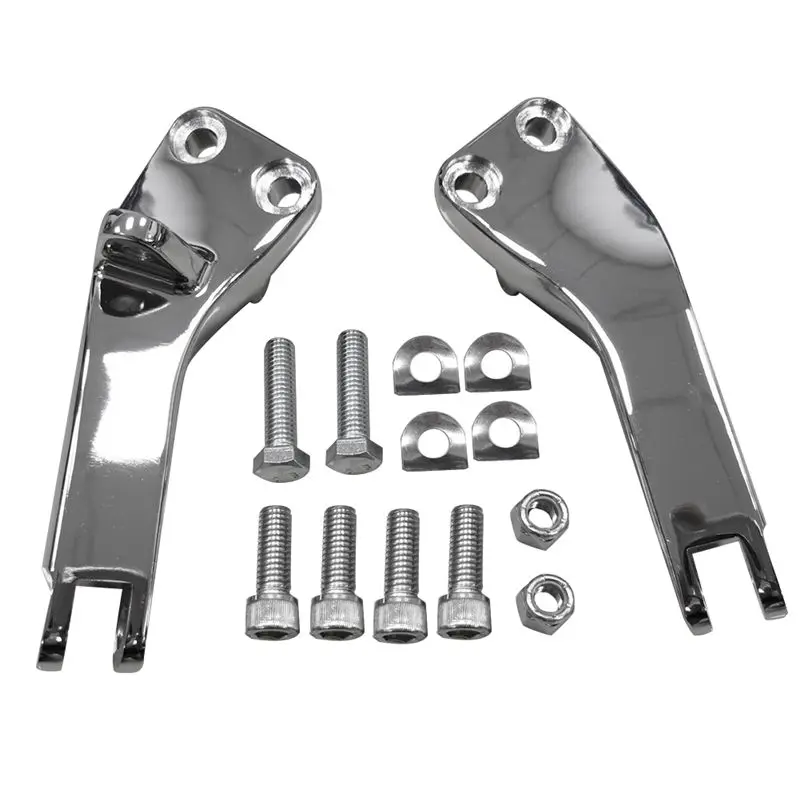 

Chrome Passenger Foot Peg Mount Bracket Accessories Kit For Dyna Super & Wide Glide 06-17-A67F