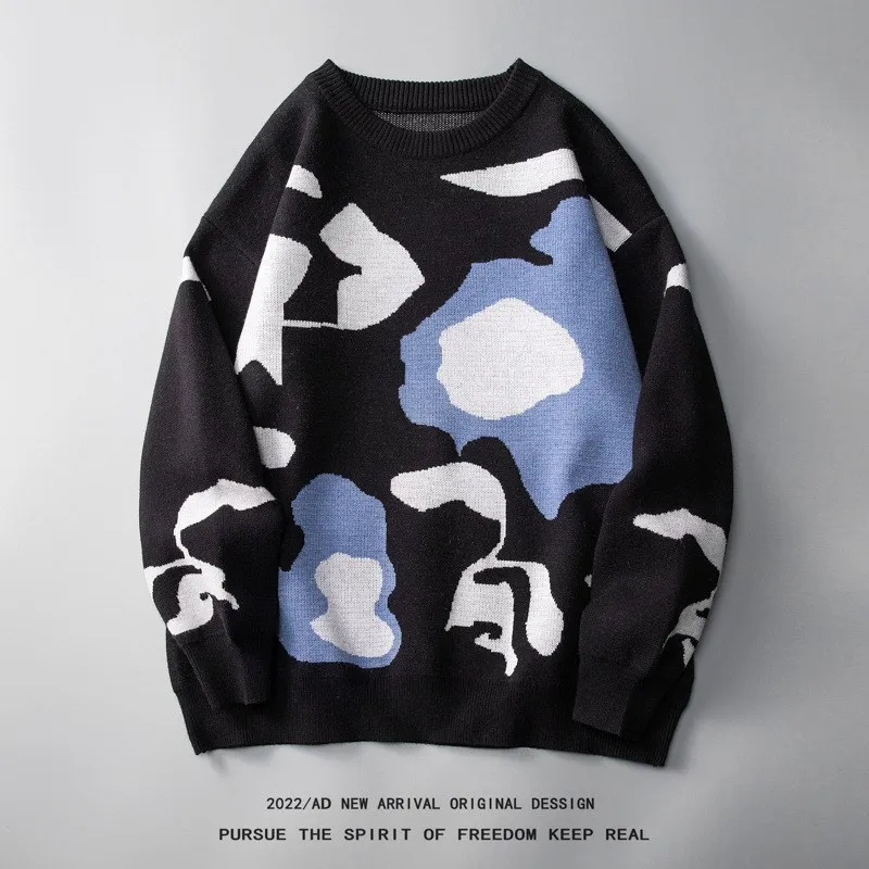 

Осенний новый повседневный камуфляжный вязаный свитер с круглым вырезом, утепленная дышащая модная мужская внутренняя кофта
