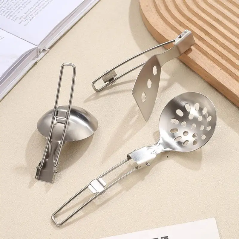 

Складной набор кухонной утвари из нержавеющей стали для кемпинга и барбекю: лопатка, ложка, воронка для переворачивания еды