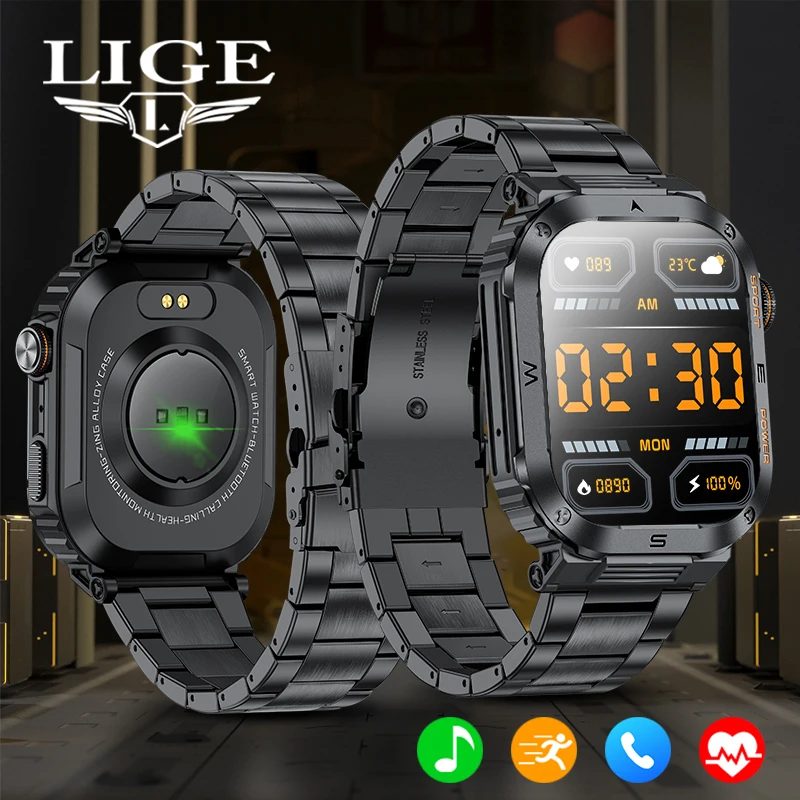 Montre connectée pour hommes avec cadran dynamique 3D, appel Bluetooth, étanche IP68, montre connectée de sport, écran HD 2.01 pouces, surveillance de la fréquence cardiaque, bracelet