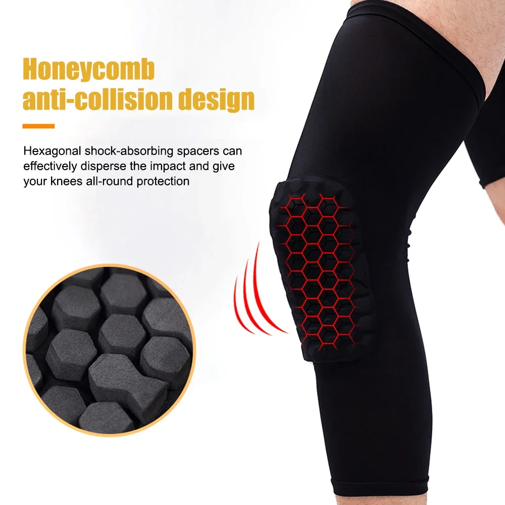 BraceTop 1 Pair Basketball Knee Pads Protector Compression Sleeves Honeycomb Foam Brace Kneepad Fitness Gear Volleyball Support