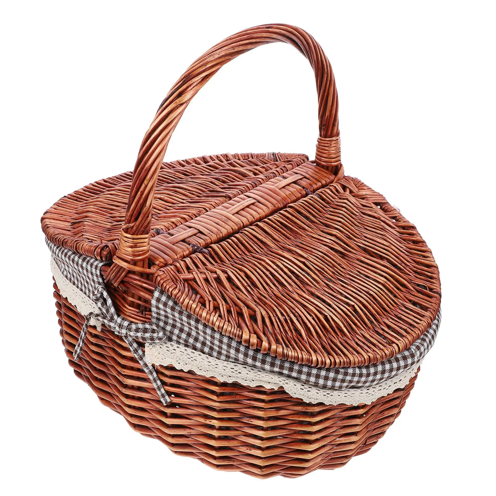 

Плетеная корзина для пикника из натуральных материалов с двойными крышками, большая вместимость, для хранения на кухне, для фруктов, овощей, вина