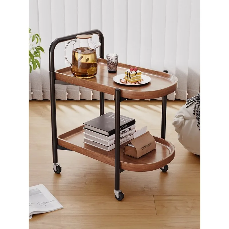 

Movable coffee table, small trolley, living room, sofa side, mini table, shelf, wheeled Nordic dining car