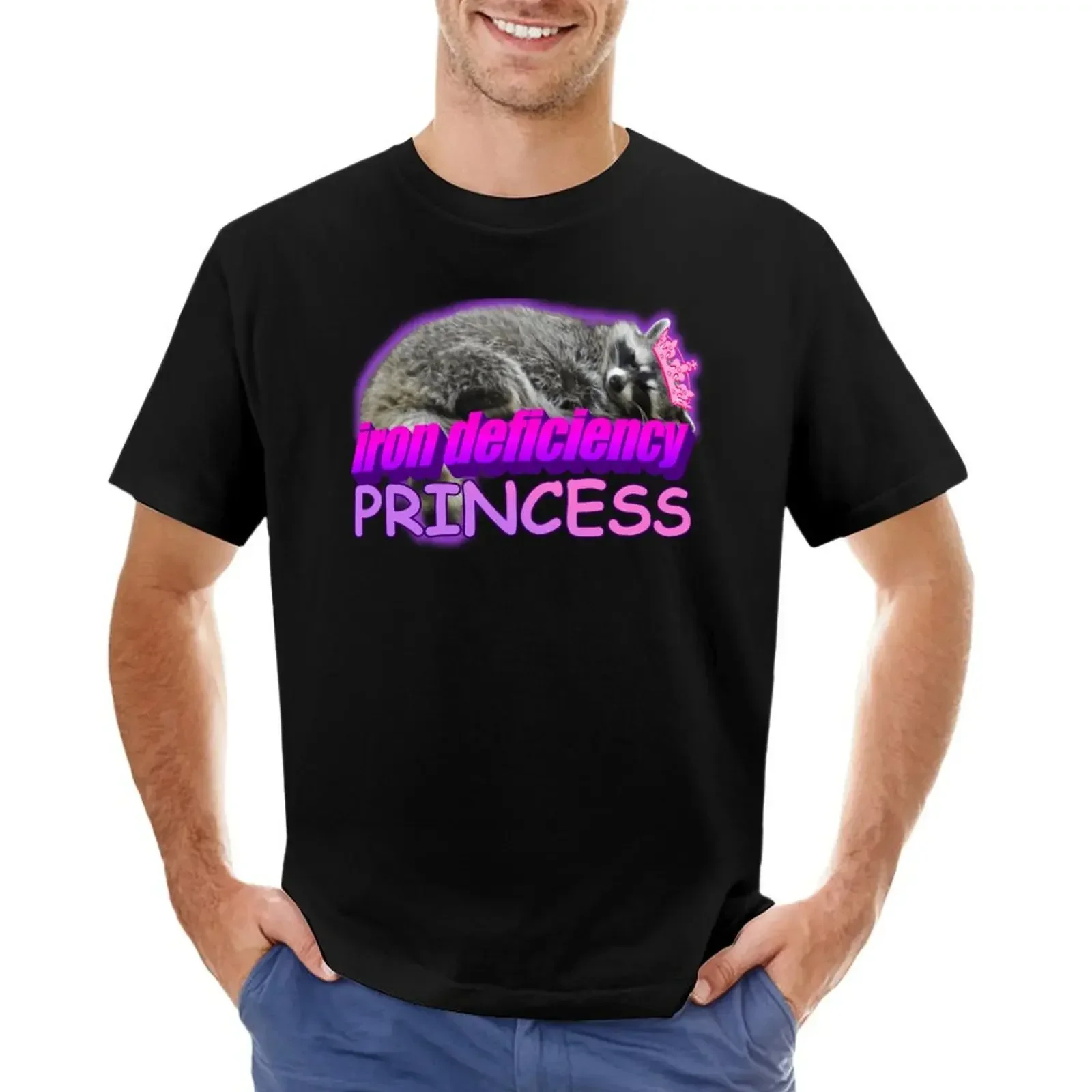 Iron Deficiency Princess Raccoon Meme T-shirt quick drying summer tops mens graphic t-shirts