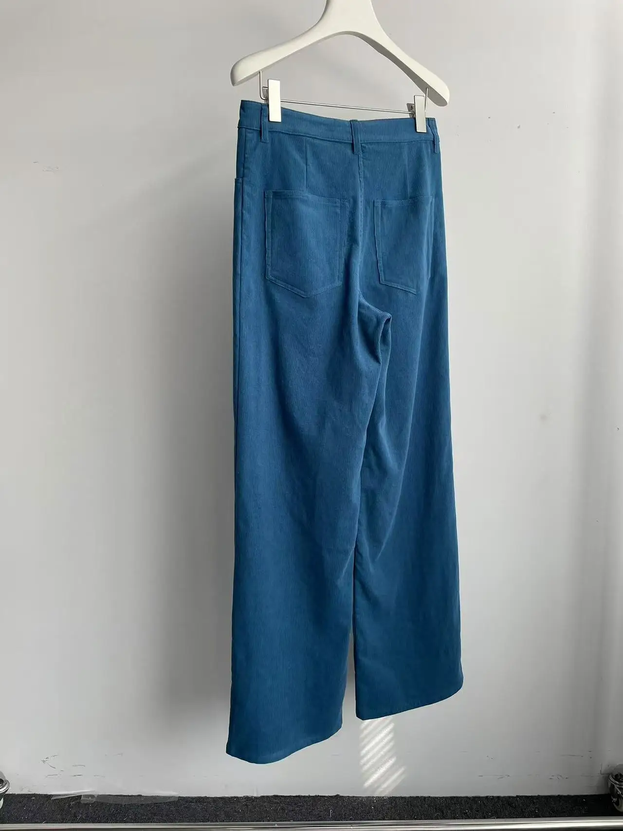 Early Spring New Floor Mopping Pants Loose Blue Corduroy Wide Leg Trousers for Women