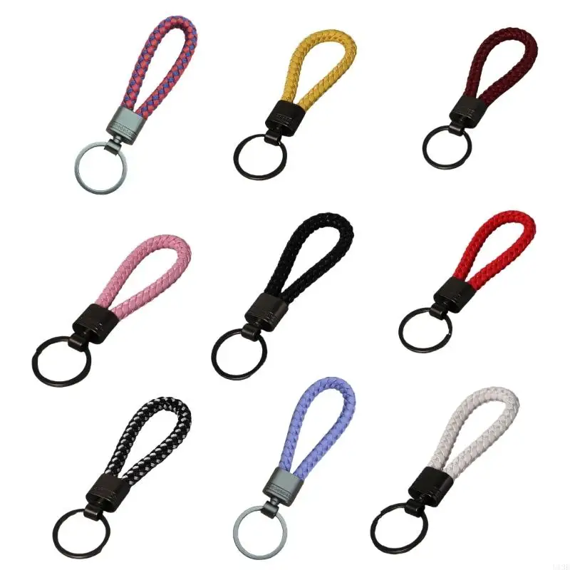 Stylish and Portable Braided Leather Key Holder Featuring Sturdy Zinc Alloy for Car Owners Ornament and Professional