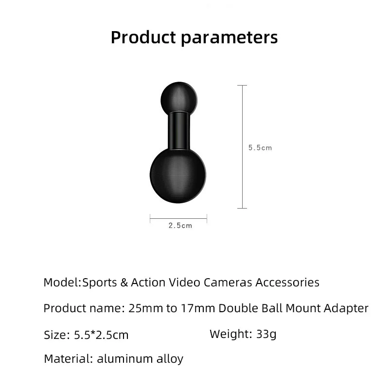 Double Ball Mount Adapter 1 Inch To 25mm/17mm/20mm Composite Extension Ball for Standard Dual Ball Socket Mount Accessroeies