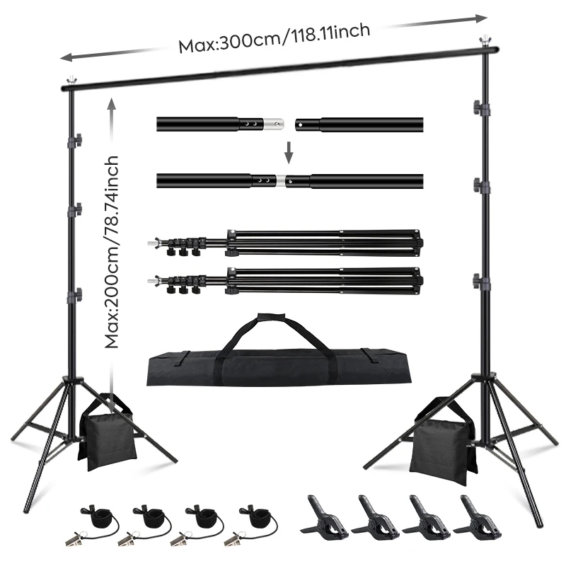 

Back Drop Frame Width Height Adjust Screen Support Stand System With Background Clips For Live Decoratio Easy Set To Up Backdrop