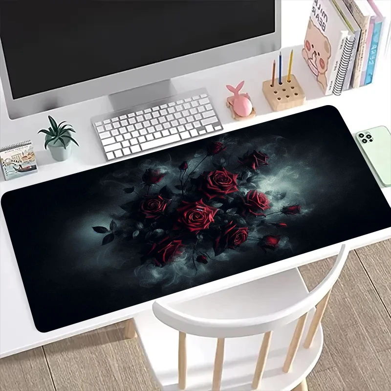 

Red rose Mouse Pad Mouse Pad large gamer office stitched edge keyboard desk mat washable non-slip Gaming Desk Mat