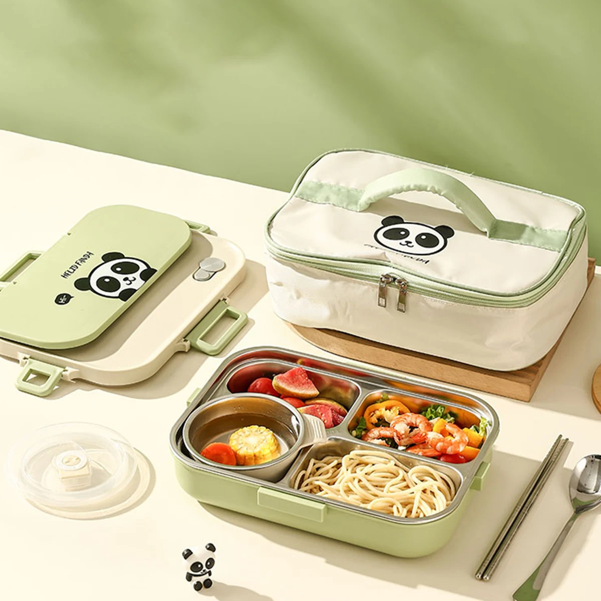 

4/5 Grids 304 Stainless Steel Bento Lunch Box With Tableware Microwave Safe Children Portable Sealed Fruit Salad Food Container