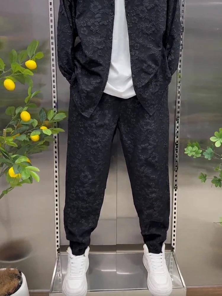 

Couple's Loose Fit Faion Set Autumn New Sle Long Sve Long Pants Youth M Model Emed Floral Print Casual Wear