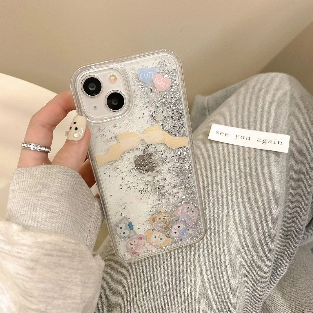 Disney Castle Doll Cartoon Cover for iphone 15 pro max 11 12 13 14 Pro Max Duffy ShellieMay Liquid quicksand Phone Case