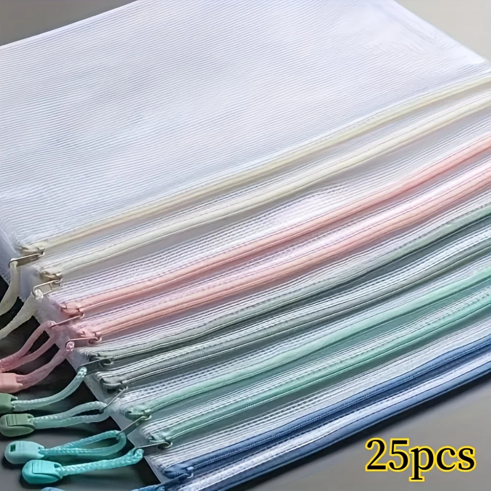 25-sacs-a-fermeture-eclair-en-maille-macaron-5-couleurs-organiseur-format-a4-pour-fournitures-scolaires-et-de-bureau--pochettes-de-rangement-pour-documents-en-plastique