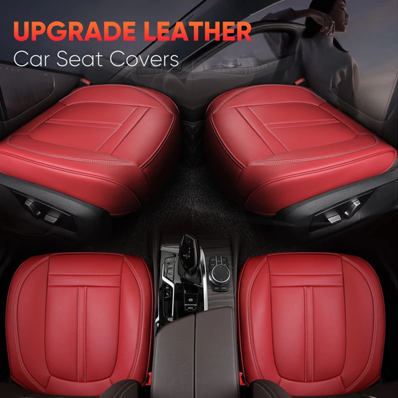 Karcle 1PCS Nappa Leather Car Seat Cover Front Bottom Seat Cushion Cover Anti-Slip and Full Wrap Driver Car Seat Protectors