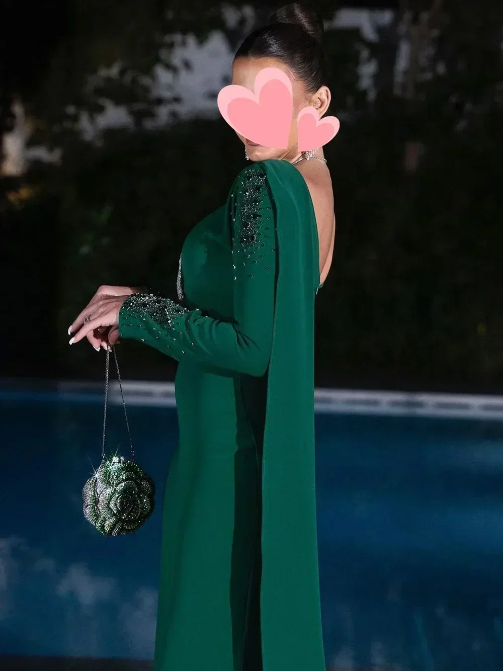 Elegante vintage vestidos de baile uma linha verde miçangas sem costas pérolas tornozelo comprimento formal ocasião sexy festa à noite