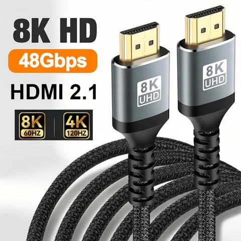1/2/3/5/7 Meters Long HDMI 2.1 Cable 48Gbps Video Cable For PS4 PS5 Xbox PC Laptop TV Box Fire Stick HDCP EARC 8K 60HZ 4K 120HZ