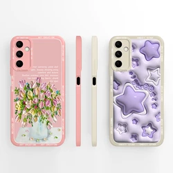 Phone Case For Samsung Galaxy M13 M14 4G 5G Pretty Cute Flowers Stars Liquid Silicone Cover For SamsungM13 GalaxyM14 4G 5G Funda