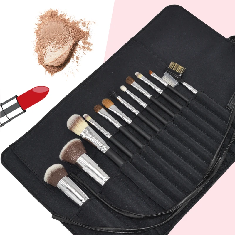 Makeup Bag Women's Cosmetic Brush Bag Travel Organizer Makeup Brushes Fold Tools Rolling Bags PU Makeup Case