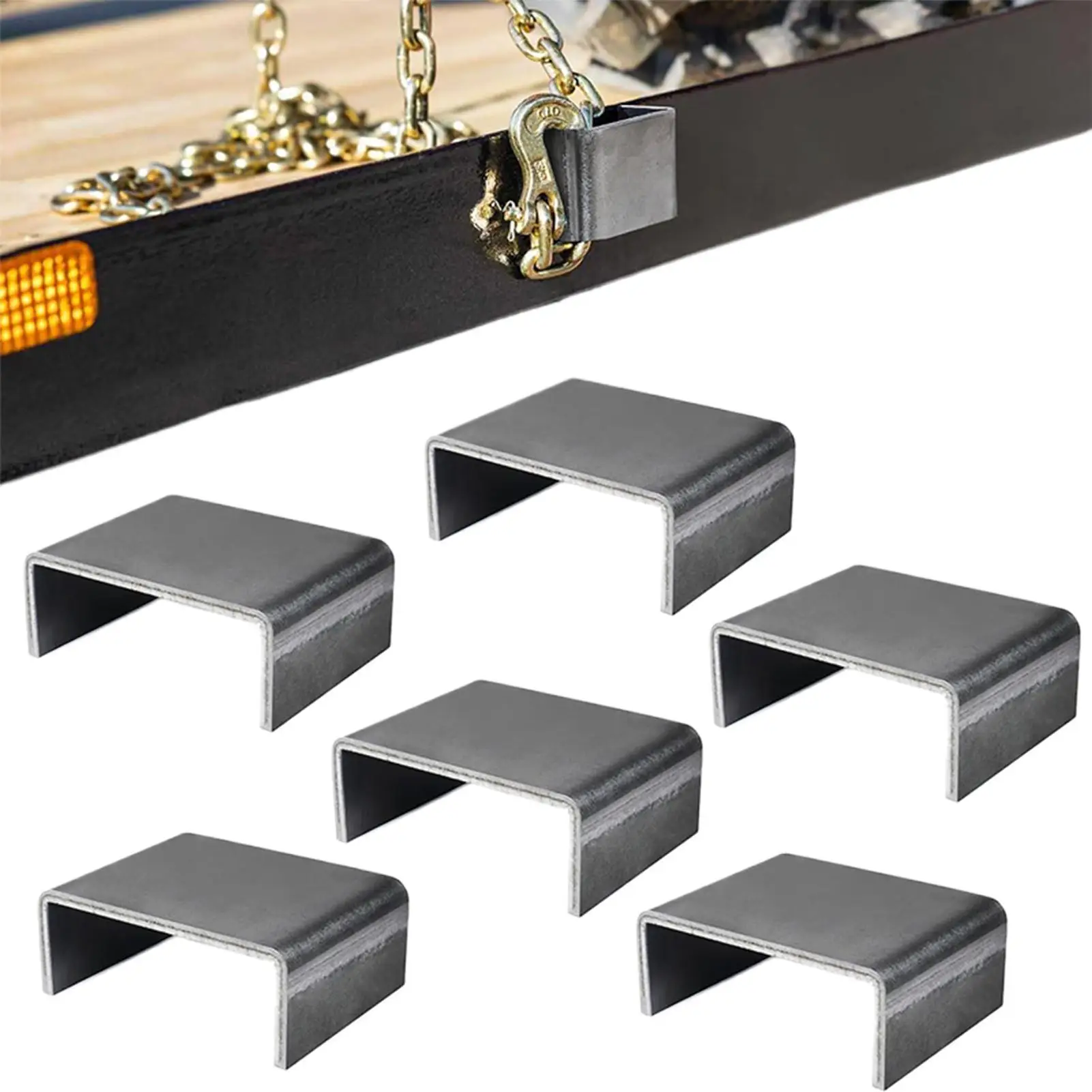 Trailer Stake Pocket 6 Pieces Weld On Carbon Steel Tie Down Trailer Side Tie Down for 2x4 Inch Stakes Truck Bed Side Board