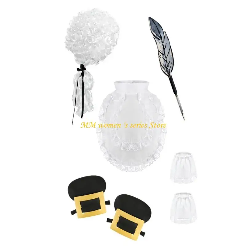 Q39C White Curly Lawyer Role Play Accessories for Halloween Costumes Theater Use and Historical Legal Styling Wear