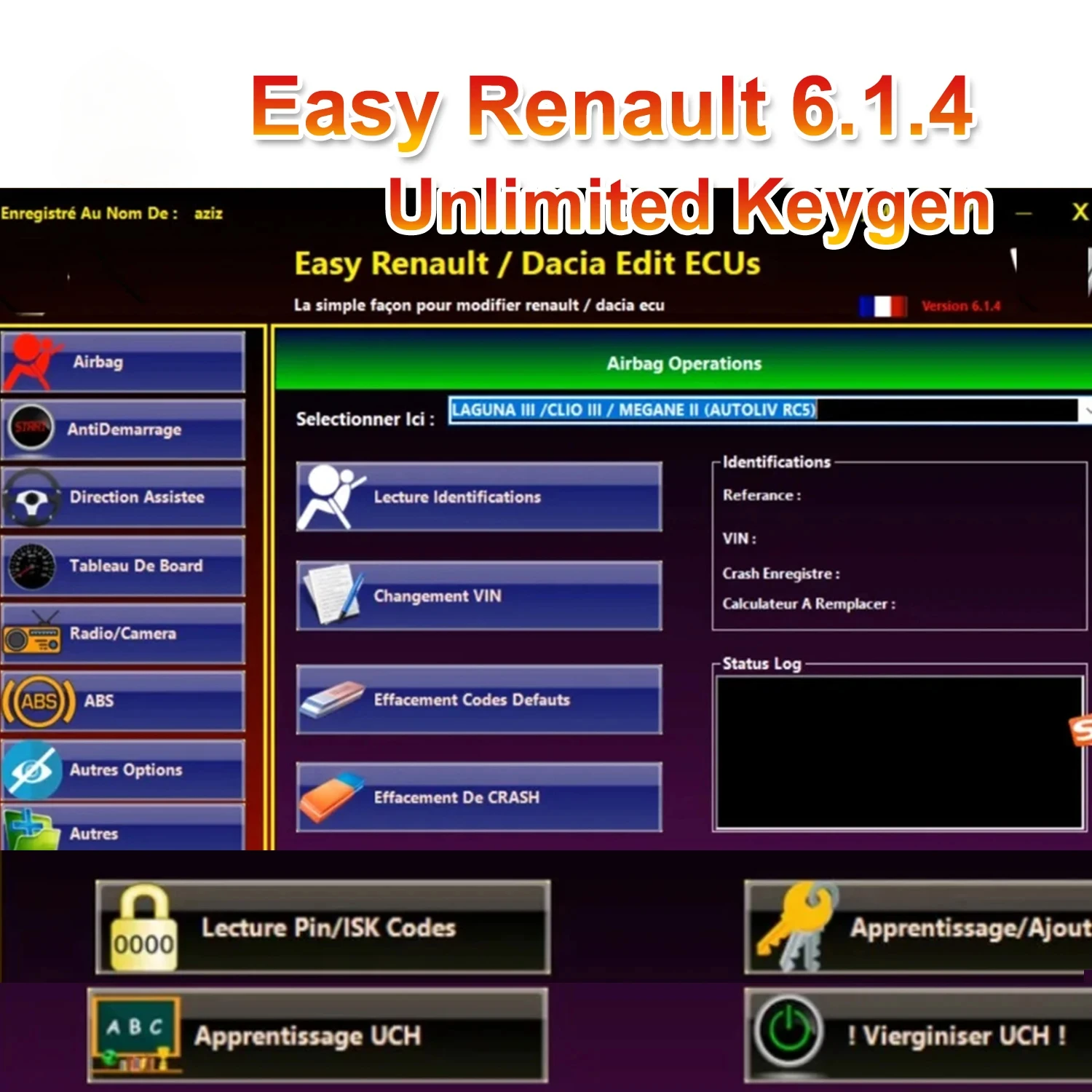 Easy Renault 6.14 Software for Renault ECU Programmer Clear Crash Airbag Card Keys UCH Cleaner WORK with OBDLink Renolink