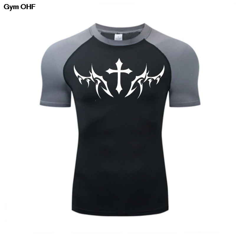 Sun Protection Sports Second Skin Running T-shirt Men's Compression Shirt Gym Workout Clothing Mens Sport Tight Sweatshirt Tees