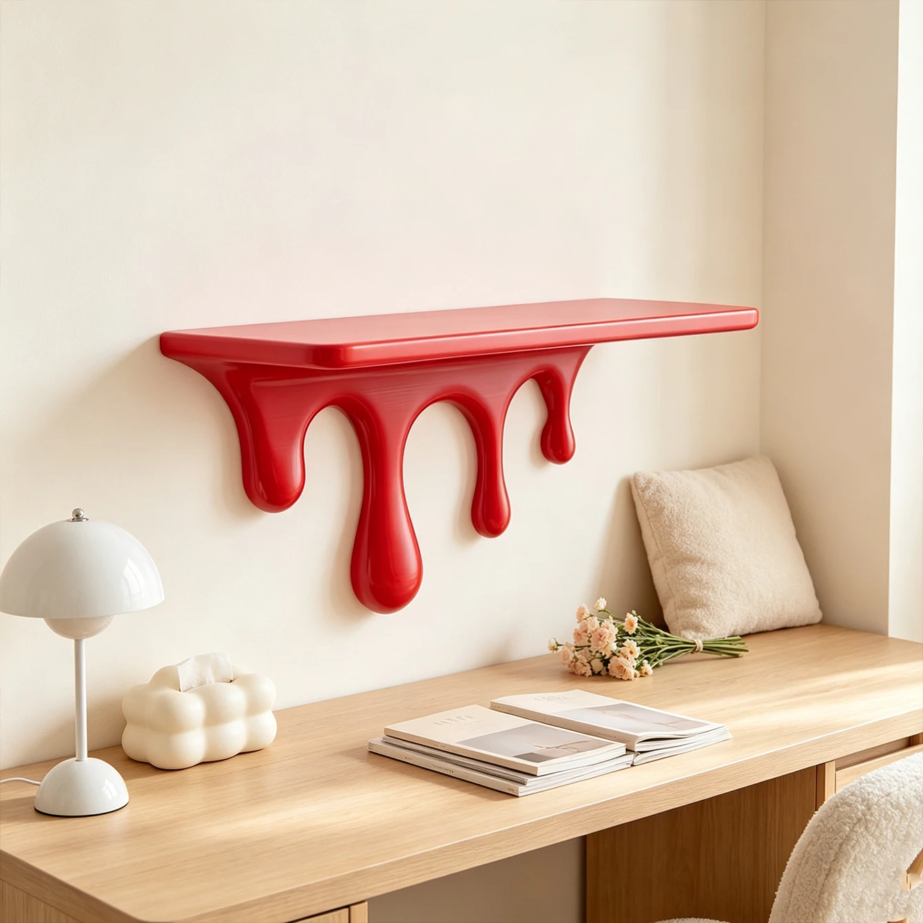 3D Printed Drip Floating Shelf Wall-Mounted Plastic Melting Wall Shelf Irregular Shape Artistic Decorative Wall Bracket