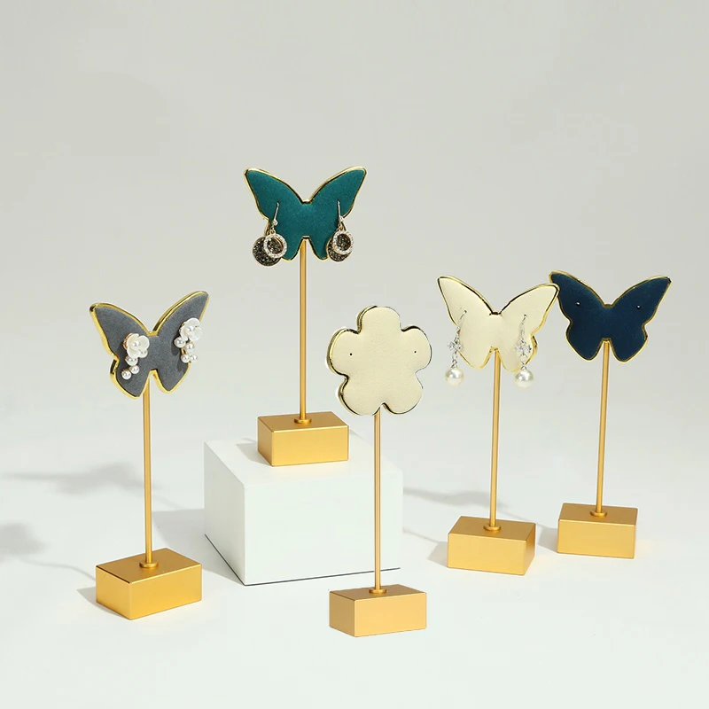 

Creative Metal Earring Stand Display Round Base Earring T Bar DisplayEar Studs Jewelry Display Rack for Vendors Photography