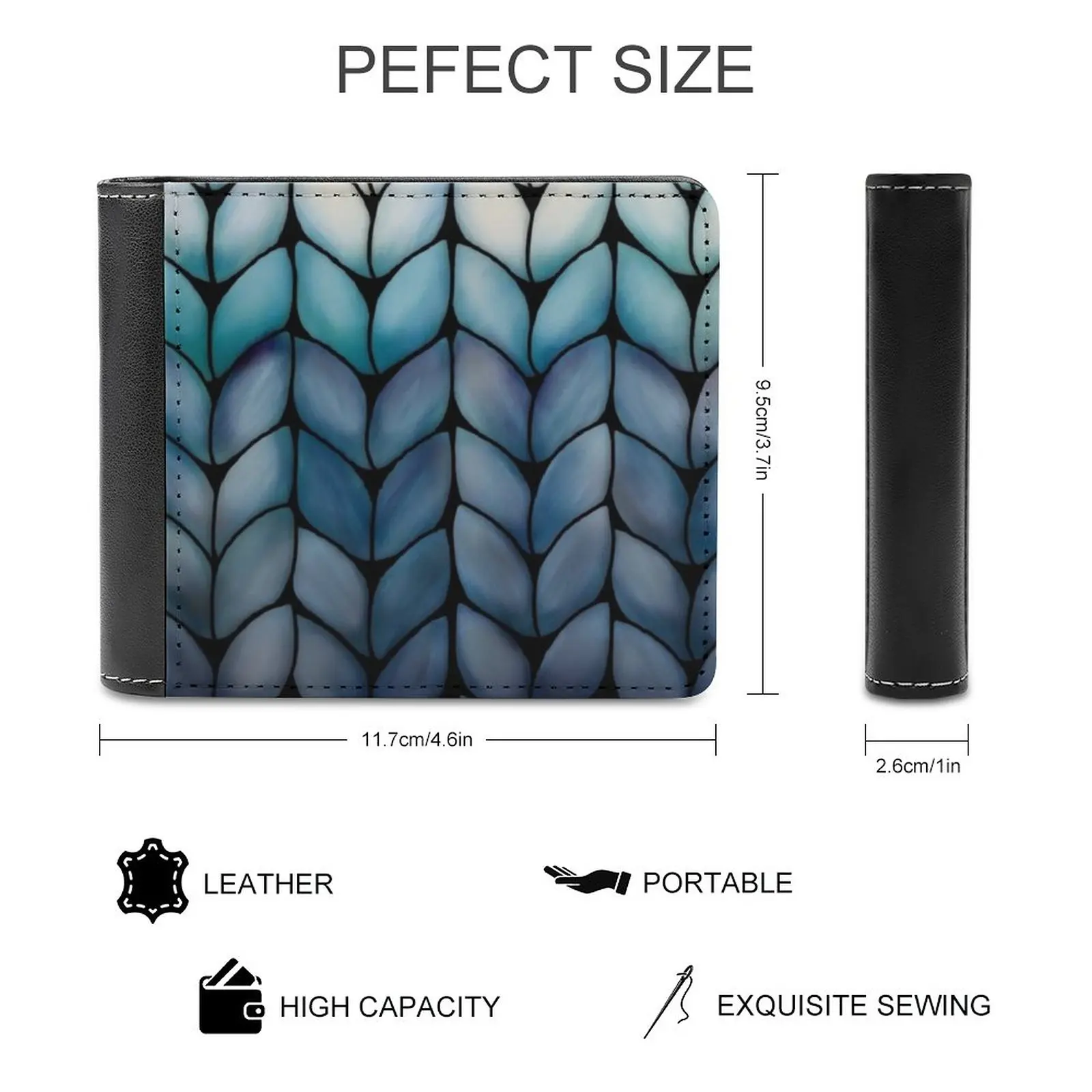Ocean Blue Knit Men Wallet Pu Leather Short Male Purses Credit Card Wallet For Men Money Bag Knit Knitted Knitting Pattern