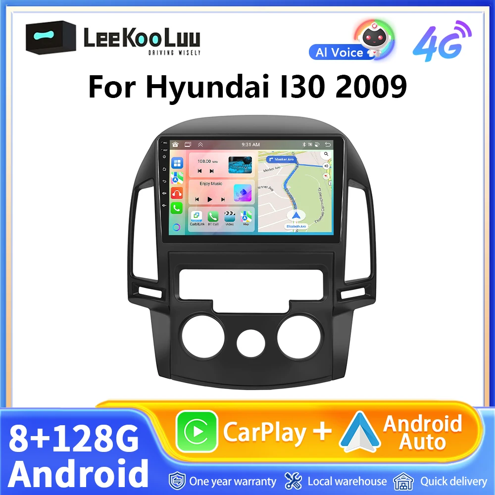 LeeKooLuu 8G+128G CarPlay Android Auto Radio For Hyundai I30 2006-2011 Car Multimedia Player 2Din Head Unit 4G GPS Stereo Wifi