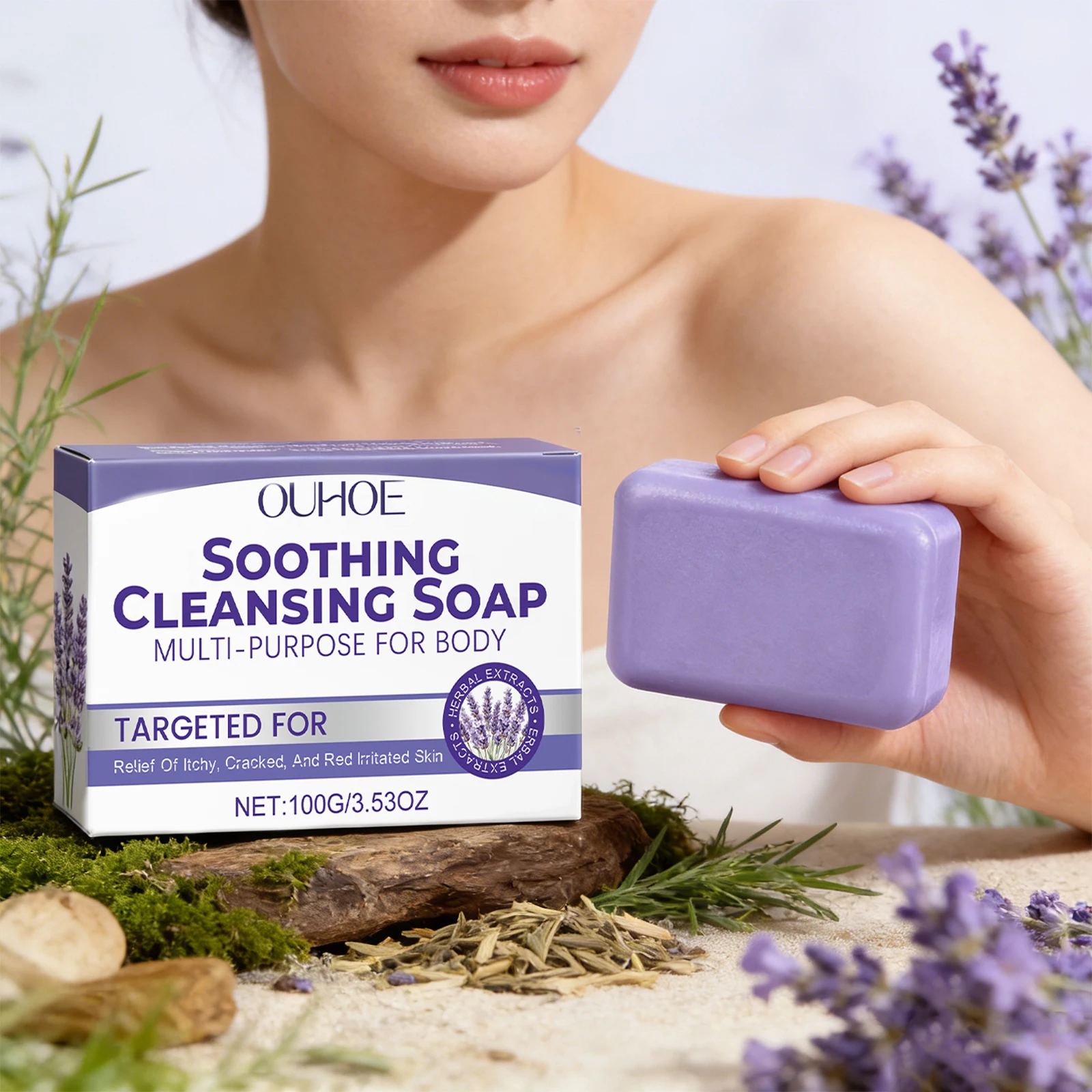 

Lavender Cleaning Soap Oil Control and Itching Relief Long-Lasting Daily Soothing Hydration Bath Soap Body Odor Removal Care