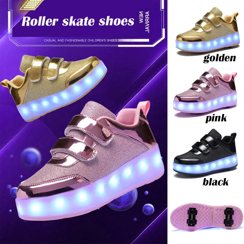 

Children's Led Roller Sneaker Skating Shoes Outdoor Kids Detachable 4 Wheels Blade Leisure Breathable Sport Shoes