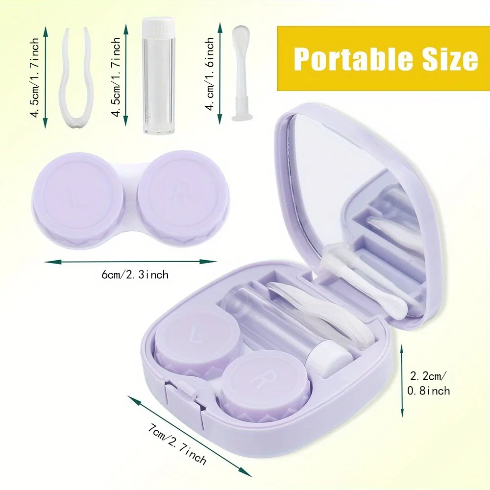 Portable Contact Lenses Organizer Box Dustproof Contact Lens Case With Mirror Easy To Carry Beauty Tool Rose Gold Pattern