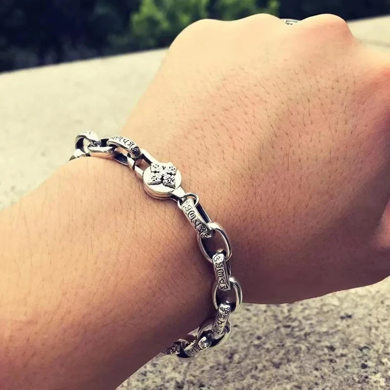 New S925 Sterling Silver Bracelet Retro Luxury Simple Bracelet Men and Women Fashion Silver Chain Jewelry Couple Gift Wholesale