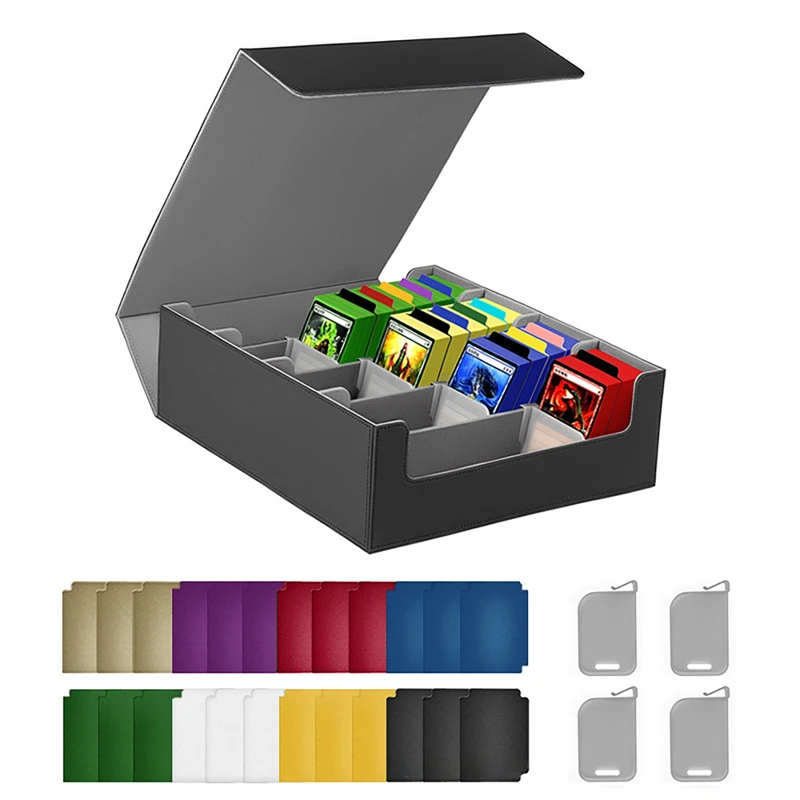 

PU Leather Card Storage Box Holds 3000+ Trading Cards Large Capacity Handheld Card Deck Box for MTG TCG Baseball Sport Cards