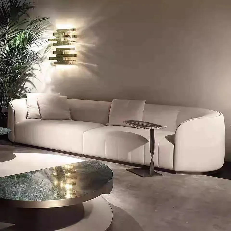 

For Factory Custom Rugiano 1 2 3 Seater Velvet Microfiber Leather Quilted Gold Stainless Steel Base Luxury Sofa Set Couch