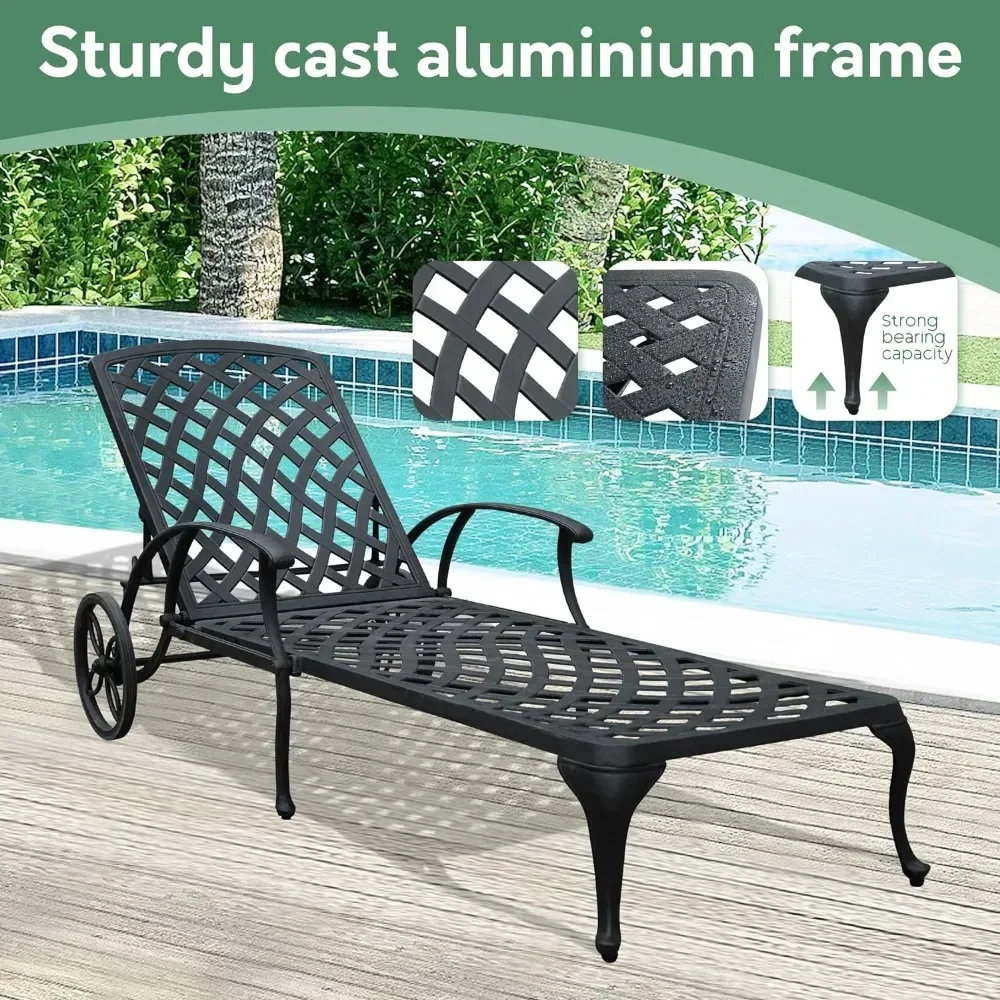 Outdoor chaise, terras zwembadstoelen zonslounges voor buiten strandligstoel verstelbaar gegoten aluminium, buitentuinen ligstoelen