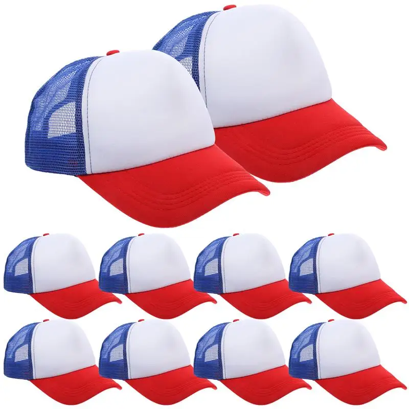 10pcs Sublimation Baseball Blank Caps Heat Transfer Baseball Blank Caps Blank Printing Baseball Mesh Hat Mesh