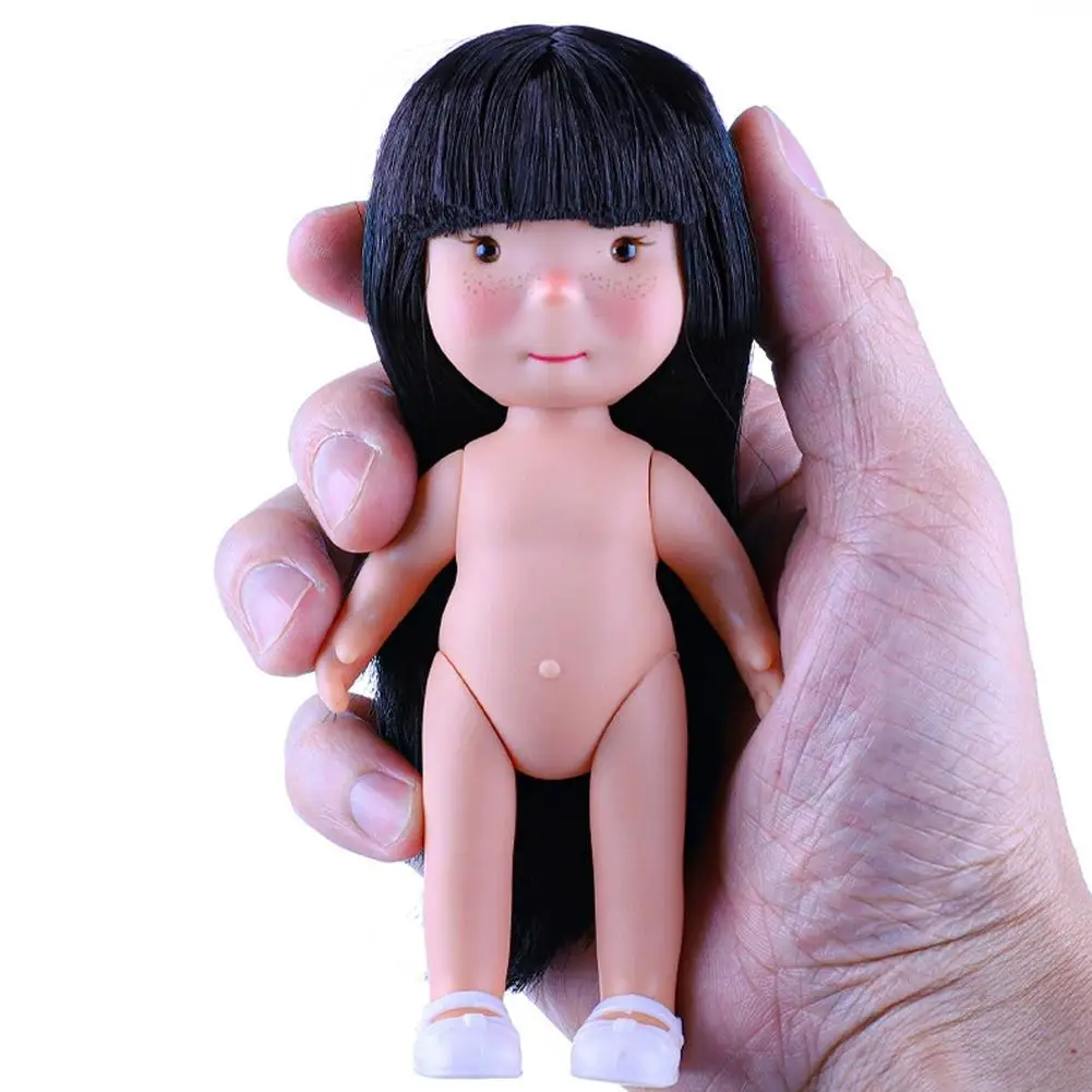 14cm Mini Süßkartoffel-Puppe aus Vinylmaterial mit 3D-Simulation-Augen, Niedliches Heimspielzeug zum Ankleiden, Dunkelhäutige Mia Kartoffel-Puppen, Bewegliche Figur