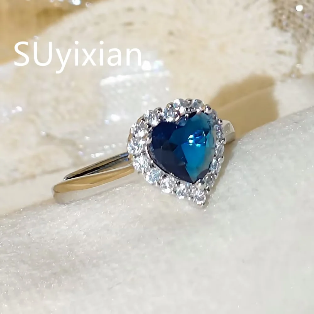 925 Sterling Silver Fashion Light Luxury Love Zircon Full Diamond Ring Birthday Party Anniversary Gift Ladies Jewelry