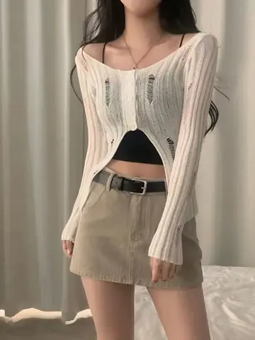 긴팔 니트 한국 스타일 슬림 핏 여성용 높은 허리 롤업 얇은 니트 긴팔 롤업 얇은 여성용 니트 스웨터 니트 Best5