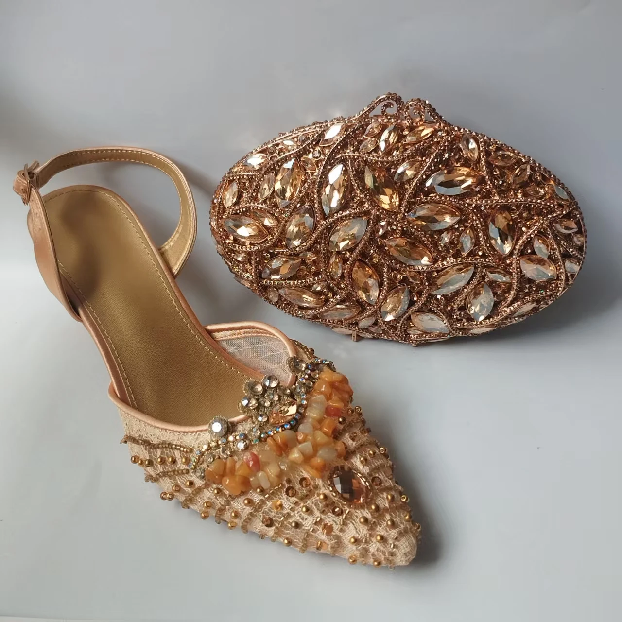 

LNATISNOVA Золотисто-сиреневые босоножки на высоком каблуке со стразами и клатч в нигерийском стиле, комплект женской обуви и сумки для свадьбы