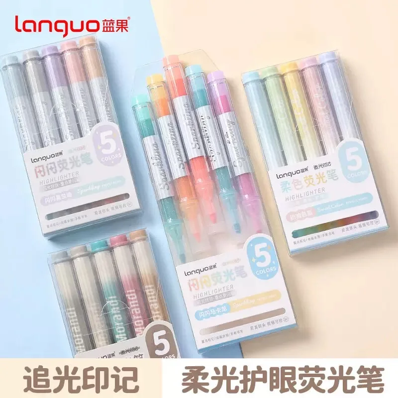 210/6 PCS Gel Pen Drawing Highlighter Morandi Student Diary Scrapbook Painting DIY Gel Pen Office School Supplies Stationery