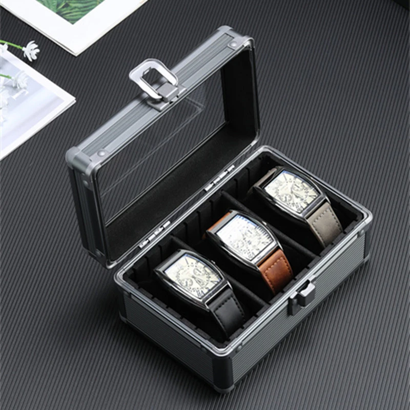 1/3/5 Slots Aluminum Suitcase Case Display Storage Box Watch Storage Box Case Watch Bracket Clock Watch Clock Box Tool Box