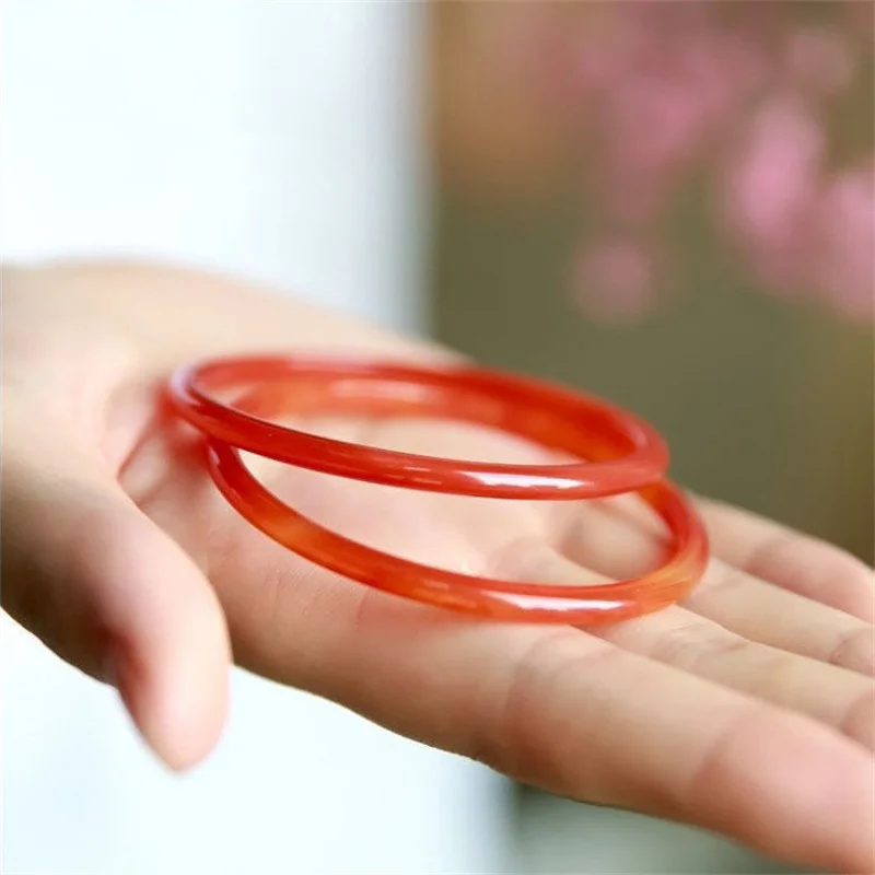 Maichuang /Jade Ice Species8 Mm Fine Round Bar Agate Bangle Bracelet Female Exquisite Fashion Men Women Couples Accessories Gift