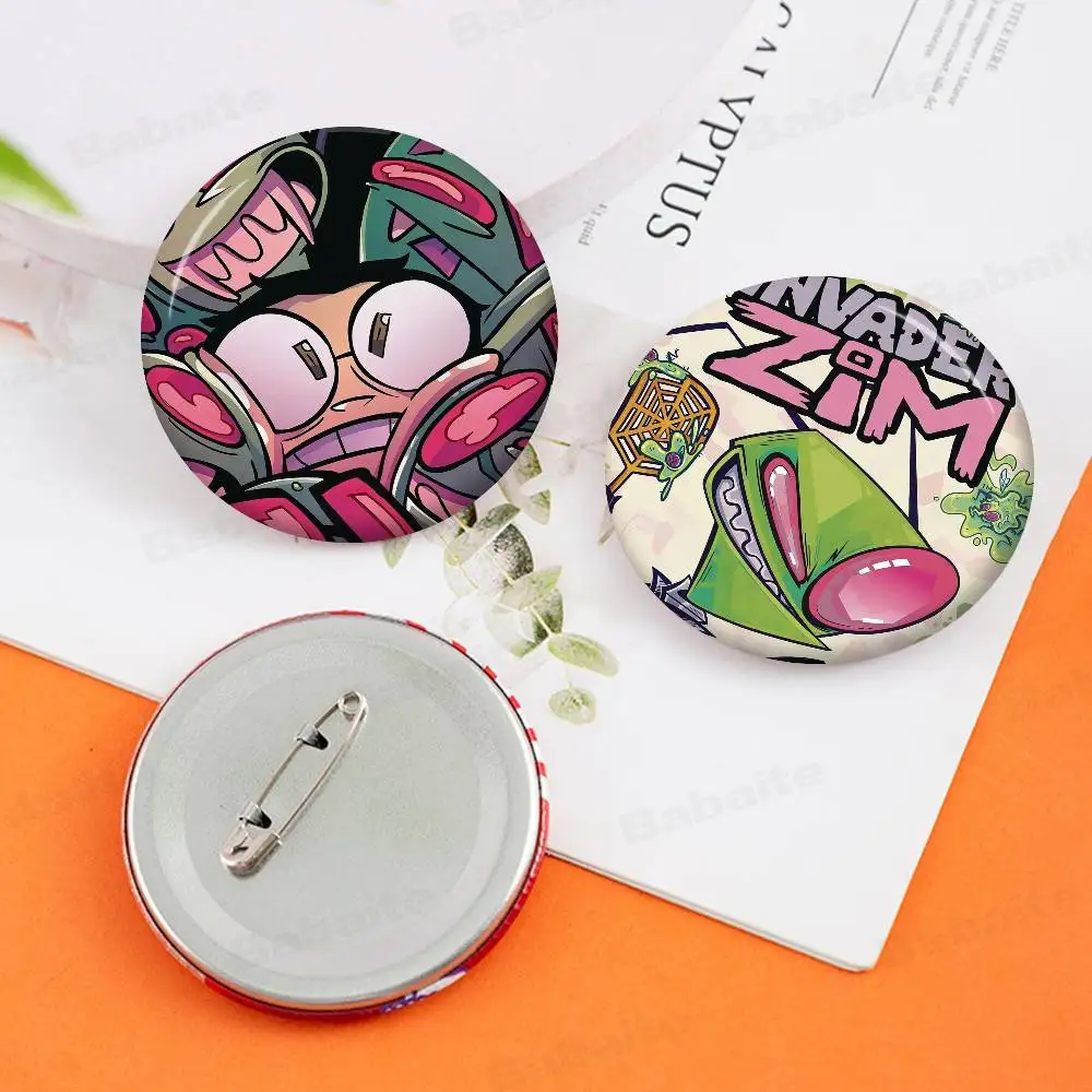 I-invader cartoon anime Z-zim Creative Tinplate Soft Button Pins Animal Icon Brooch Lapel Backpack Badge Accessories Pin
