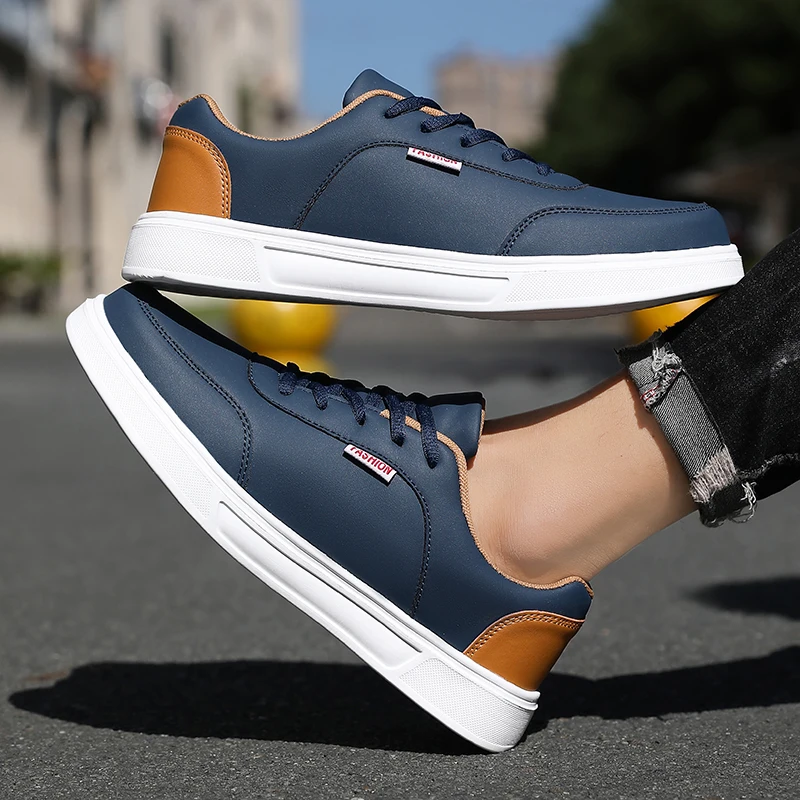 Leather Men Shoes Sneakers Trend Casual Breathable Leisure Male Sneakers Non-Slip Footwear Vulcanized Shoes Tenis Masculino