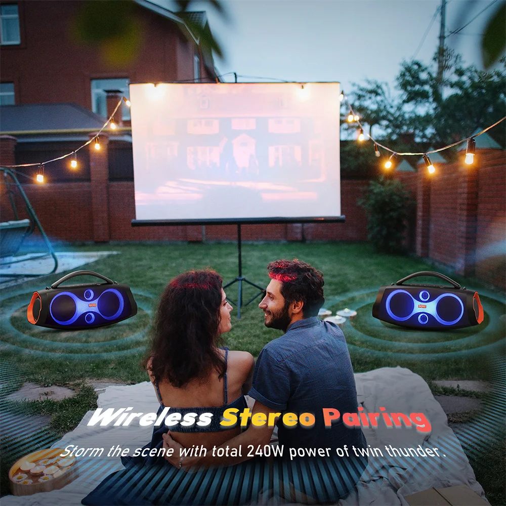 DOSS Portable Speaker Bluetooth 5.4 Powerful 120W Sound Punchy Bass Subwoofer Sound Box IPX6 Waterproof Outdoor Wireless Speaker