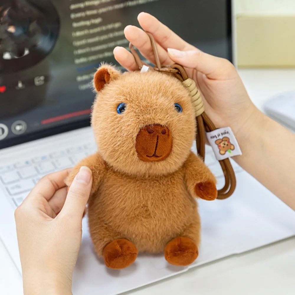 Bambola di pezza Peluche Capibara Ciondolo Borsa Ornamento divertente Peluche Capibara Portachiavi Carino Cotone PP Animale del fumetto Portachiavi Coppia