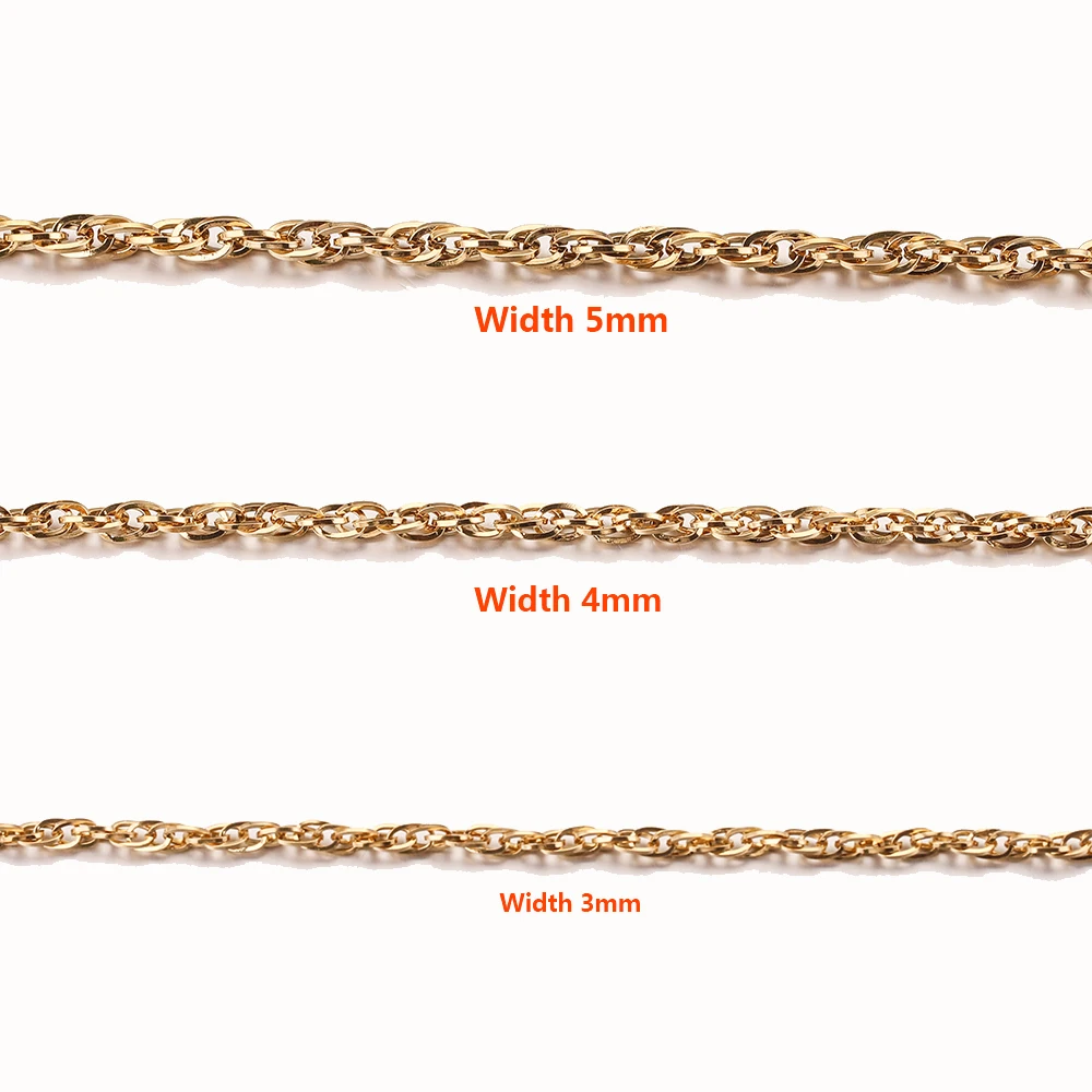 1Meter 3/4/5mm Filled Gold-Plate Stainless Steel Curb Chain Roll NK Cuban Chains for Jewelry Making DIY Necklace Supplies